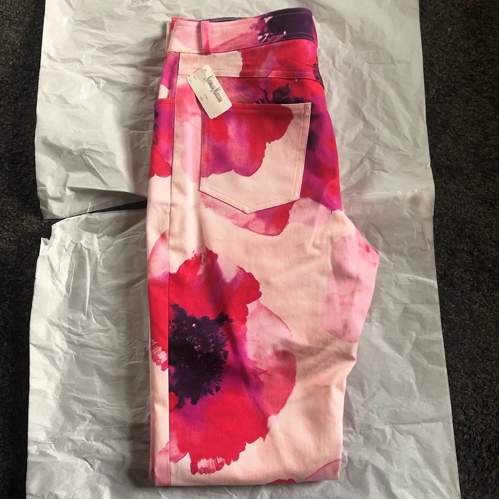 NWT Celine Pink Floral Stretch Denim Trousers 10 - Picture 1 of 15
